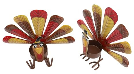 Wakects Candelador de Pavo de Acción de Gracias con Lindo Diseño de Aleación, Uso de Múltiples Espacios y Soporte de Luz de té Versátil para la Decoración de la Fiesta en Casa