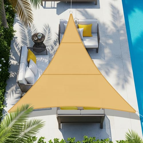 COOL AREA Toldo Vela de Sombra Impermeable Rectángulo 4x4x4m UV Block Resistente a la Intemperie para Patio Jardín Patio Exterior,Arena