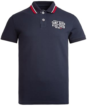 Camp David Herren Pikee-Polo mit Logo-Stickerei Blue Navy, M