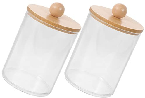iplusmile 2piezas Frasco De Boticario Transparente Para Hisopos De Algodón Recipiente De Baño Para Maquillaje Accesorio Hogar