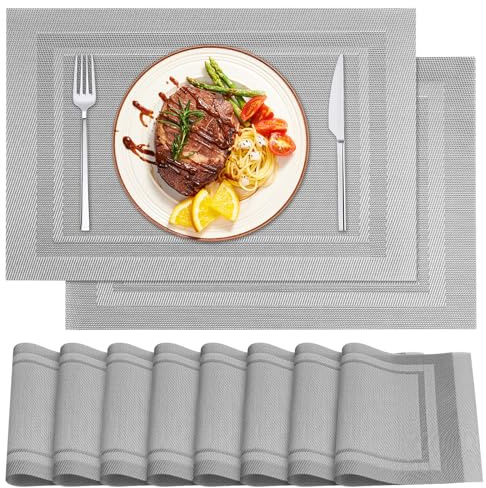 8er Set Platzsets Abwaschbar 30x45cm, rutschfest Tischsets, Platzdeckchen Abwaschbar PVC, Abgrifffeste Hitzebeständig Tischset, Platzdeckchen Für Küche, Zuhause, Restaurant, Speisetisch