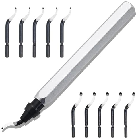 Eieenotee Herramienta de Desbarbado Giratoria y 10 Cuchillas HSS de Alta Resistencia, Herramienta de Desbarbado de Impresión 3D para Metal, Resina, Tubos de PVC, Cobre B