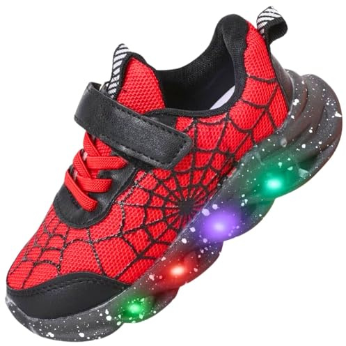ZOUPREME Chaussure Enfant Garçon Lumineuse Sneakers, Basket Mode Sport Boys Shoes Xmas (Red,26)