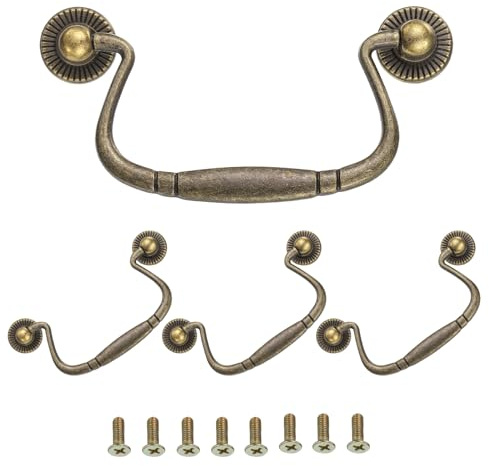 QUARKZMAN 4 Piezas De Asa Colgante Para Cajones, Asas Colgantes Para 4 Pulgadas, Centros De Agujeros De 81 mm/3.2 Pulgadas, Para Cajones De Madera Armario Alacena Bronce