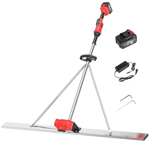 Herramienta Vibradora de Nivelación de Concreto Portátil, Trinquete Eléctrico con Batería para Nivelar Superficies, Regla de Acero Inoxidable para Acabado(Single Motor+Battery,220V)