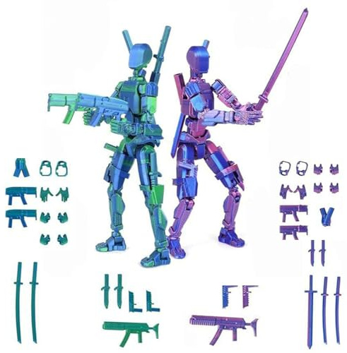 TZMFHD T13 Action Figure Set of 2, Multi-Jointed Robot Model for Desktop Display, Photography Props and Role-Playing Games, Collectible Toys & Desktop Decorations for Enthusiasts and Anime Fans