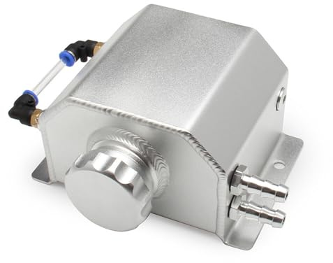 Réservoir De Trop-plein Liquide Refroidissement Universel En Aluminium 1 L/2 L, Récupérateur D'huile, Réservoir Trop-plein Carré Avec Bouchon Vidange Vase d'expansion liquide(CN-1L-Silver)