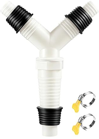 Ablaufschlauch Y Verbinder Set | ABS Waschmaschinen Geschirrspüler Splitter 20cm Verlängerung | Dreifach Ablauf Adapter | Dichtes Wasseranschluss Set