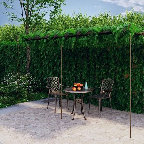 Kaloriko trädgårdspergola av smidesjärn antik-brun 6 x 3 x 2,5 m med växtstöd för rosor, clematis, murgröna och vinrankor, väderbeständigt rutnät, dekorativ lövgång för trädgård, terrass eller balkong