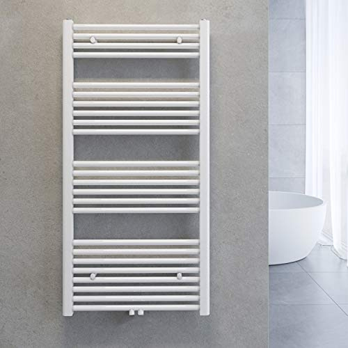 SONNI Handtuchheizkörper Handtuchtrockner 60 x 120cm Weiß | Heizkörper Bad Mittelanschluss Handtuchwärmer Badheizkörper Weiß Gerade