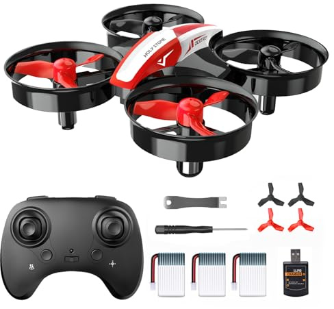 Holy Stone Mini Drone for Kids and Beginners RC Nano Quadcopter Indoor Small Helicopter Plane with Auto Hovering, 3D Flips, Headless Mode and 3 Batteries, Great Gift Toy for Boys and Girls, HS210 Red