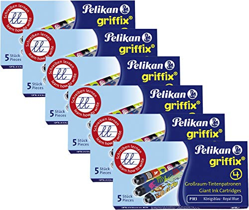 6x griffix Patronen für Füller, Pelikan, königsblau