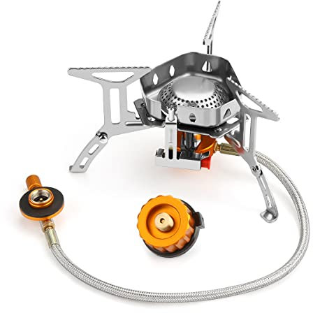 Awroutdoor Gas Camping Stove 3500W, Stufa a gas da campeggio piccola portatile pieghevole, bruciatore a gas, stufa a gas da campeggio con adattatore per picnic all'aperto trekking escursionismo