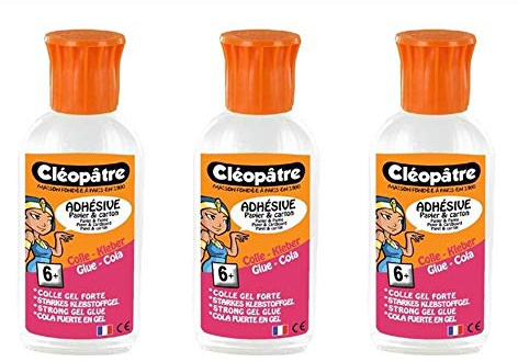 CléopâTRE 3 Flaschen Kleber, transparent, stark, 55 g, präzise Kappe
