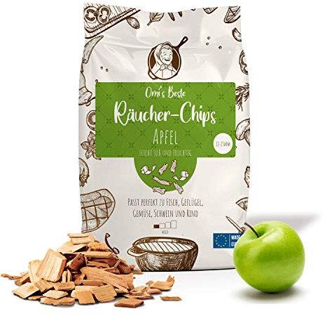 Omi's BESTE© Legno per affumicatura Naturale, Trucioli per Barbecue, Chips per affumicare | ca. 800-850 gr | melo