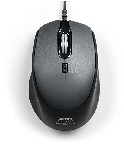 Port Connect Silent, optische USB-A/USB-C Maus, 3600 DPI, schwarz