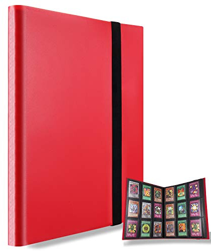 MUROAD 360 cartes Classeur,Compatible avec pokemon cartes ablum(Rouge) | Convient pour les cartes de taille standard,Des pages sans acide, sans PVC,Compatible avec:Pokémon,YuGiOh!stars du sport.