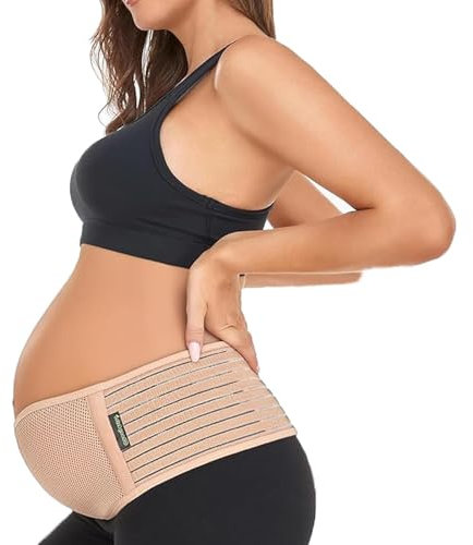 ChongErfei Pregnancy Belly Band Maternity Belt Back Support Beige