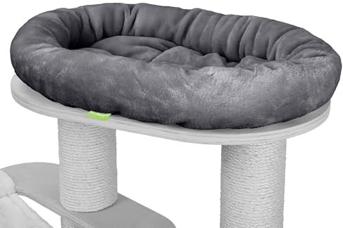 Kratzbaumland Klettbettchen oval 60x40 cm passend für Natural Paradise und Woody Kratzbaum Ersatzteil (Grau - Edelplüsch)