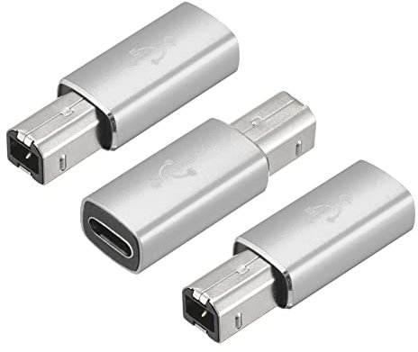 sourcing map 3 STK. USB C Buchse zu MIDI-Konverter Adapter Typ-C zu USB B Adapter kompatibel mit Drucker Laptops Tablette Klaviere Synthesizer silbern