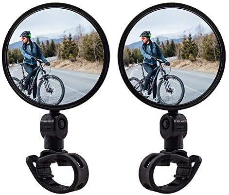 Rétroviseurs de vélo, rétroviseurs de sécurité montés sur guidon rotatif à 360 °, miroir convexe grand angle acrylique pour vélos de route de montagne, noir, diamètre 5cm