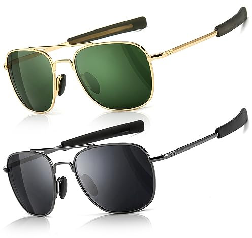 SUNGAIT Herren Militär Sonnenbrille Polarisierte Pilot Style - Bajonett-Tempel A285QKYS-DE