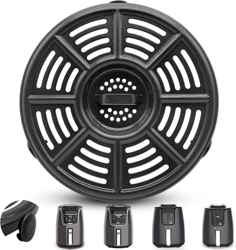 GCQ Air Fryer Grill Pan for for Ninja AF100UK 3.8L 4 in 1 AF160UK 5.2L 6 in 1 AF150 Air Fryer, 8.2'' Round Food Grade Air Fryer Grill Pan Crisper Plate Replacement Parts Tray Rack, Dishwasher Safe
