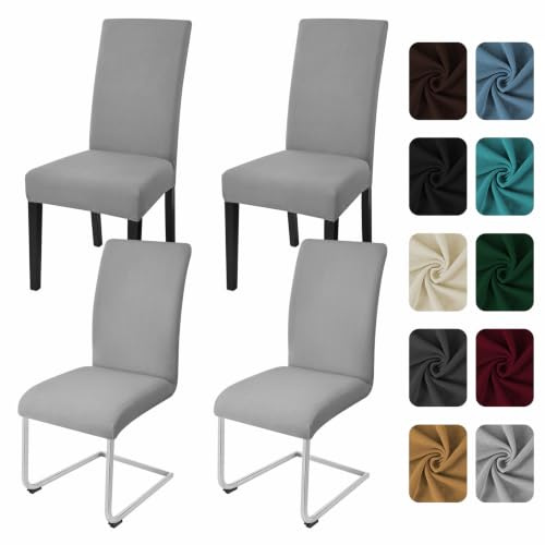 Yugarlibi Stuhlhussen 4er Set Stretch Stuhlbezug Schwingstuhl Hellgrau | Elastische Stuhlhussen Schwingstuhl Stuhlbezug Universal Esszimmerstühle Bezug Waschbare hussen für stühle Küche Hochzeit