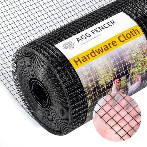 AggFencer 36in x 100ft Black Hardware Cloth 1/2 inch 19Ga PVC Coated Wire Mesh Vinyl Coated Fence, Welded Metal Chicken Wire Fencing Roll, Garden Plant Fencing, for Chicken Coop and Home Improvement