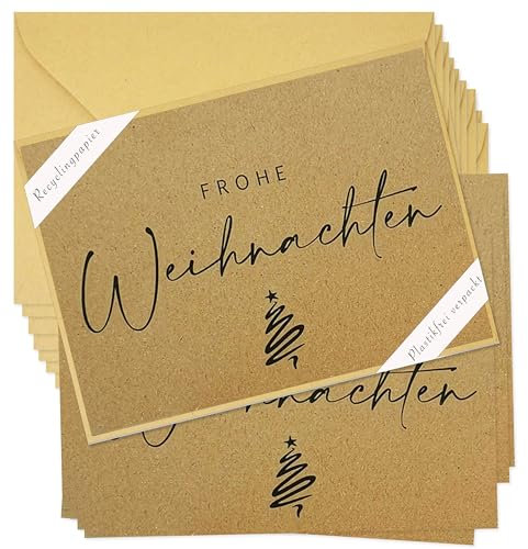 Bear and Bee 20 x Einfach gezeichnete Weihnachtskarten mit kraftbraunen Umschlägen
