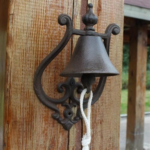 Windspiel Wandglocke aus Gusseisen, Wanddekoration for Zuhause, antike Glocke for drinnen und draußen, Wandmontage, Abendessenglocke, Garten, Heim-Wandkunst-Dekoration