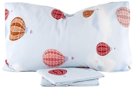 Novia Completo Lenzuola in Cotone per Letto Singolo - 3 Pezzi - Lenzuolo Sopra 150x295 cm + Lenzuolo Sotto con Angoli 90x200 cm + Federa 52x80 cm (Ballon Malva)