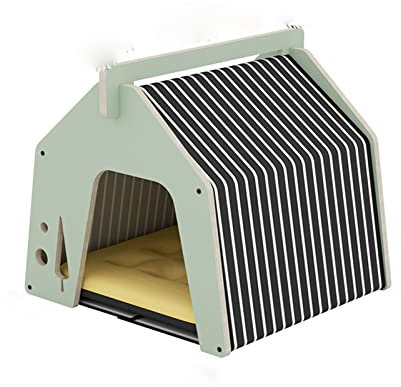 Katzen- und Hundezwinger für den Innenbereich Holz-Katzen- und Hundehütte Kleine Katzen- und Hundehütte, geeignet für Wohnzimmer, Schlafzimmer, Balkon (Mint Green)