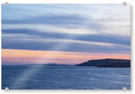 artboxONE Acrylglasbild 30x20 cm Natur Shetlandinseln am Abend Bild hinter Acrylglas - Bild shetlandinseln Berg Insel