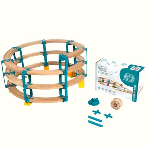 Yamba Holzeisenbahn Adapter Set Helix 3 - Adapter Steine kompatibel für Brio®-Schienen und Duplo®-Bausteine - Swiss Made Schienen Zubehör für alle gängigen Holzeisenbahnen und Klemmbausteine