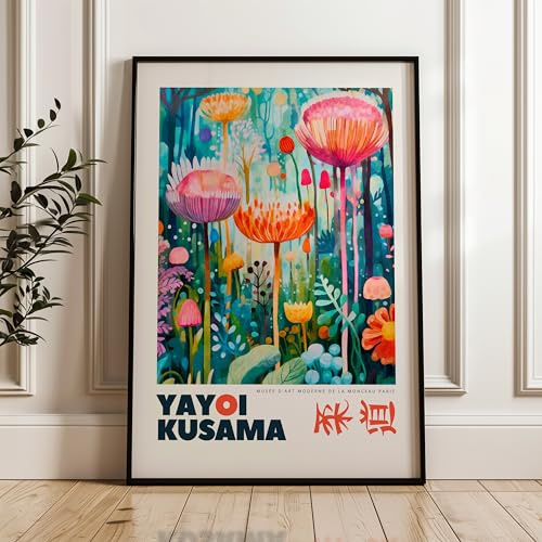 ARTINSPIRO Kusama - Póster artístico (60 x 90 cm, formato horizontal, montaje en pared, mate, cartón, arte pop, sala de estar, oficina en casa)