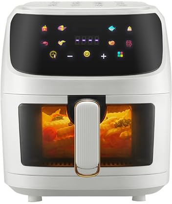 Air Fryer Oven 6L With Grill Dishwasher-safe Basket 7 Preset Menus NTC Precise Temperature Control 1350W Rose White Avocado Green.(White)