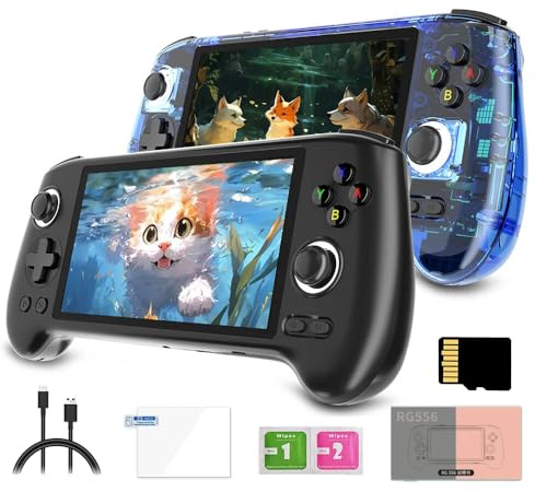 Anbêrnic RG556 Console da Gioco con 4000+Classic Games, Unisoc T820 Android 13 Console di Gioco Portatile Retrò, 5.48 IPS AMOLED Screen per Bambini Adulti (Niente Giochi)
