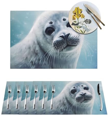 Platzdeckchen-Set, waschbar, PVC, hitzebeständig, gewebt, Harfe, Dichtung, Malerei, Tapete, Platzsets, rutschfest, abwischbar, Vinyl, Tischmatten für Küche, Esszimmer, Tischdekoration, 45,7 x 30,5 cm,