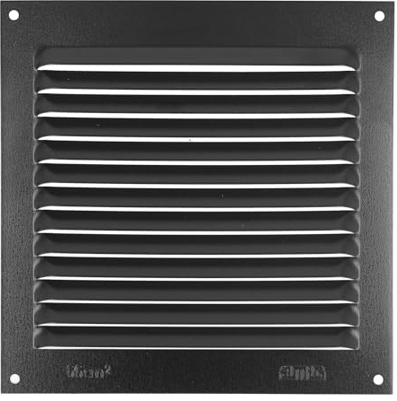 Amig - Quadratisches Aluminiumgitter mit Insektenschutz | Lüftungsgitter für Luftauslass | Ideal für Decken in Küche und Bad | Maße 150 x 150 mm | Farbe Schwarz