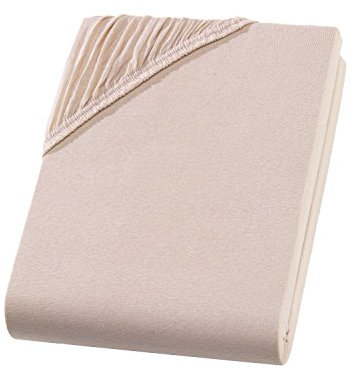 Spannbettlaken 90x200-100x200 beige Spannbetttuch Baumwolle Bettlaken für Matratzen bis 25 cm Höhe, Jersey Spannbettlaken Beige