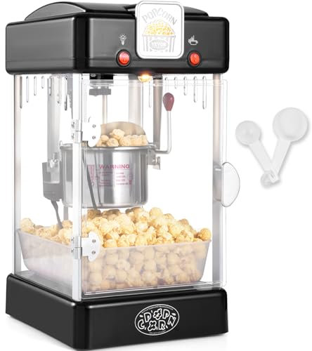 VEVOR Máquina para Hacer Palomitas de Maíz, 300 W, Máquina para Hacer Palomitas de Maíz de Sobremesa con Puerta de Polipropileno, Incluye 2 Palas y Bandeja, Estilo Cine, Negro, 240 x 275 x 475 mm