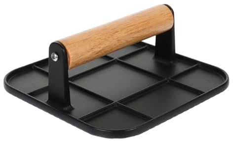 OKUMEYR Aluminum Alloy Burger Press Ergonomic Wooden Handle Heavy-Duty Smasher Tool for Grilling Cooking Mold for Shaped Patties and Bacon