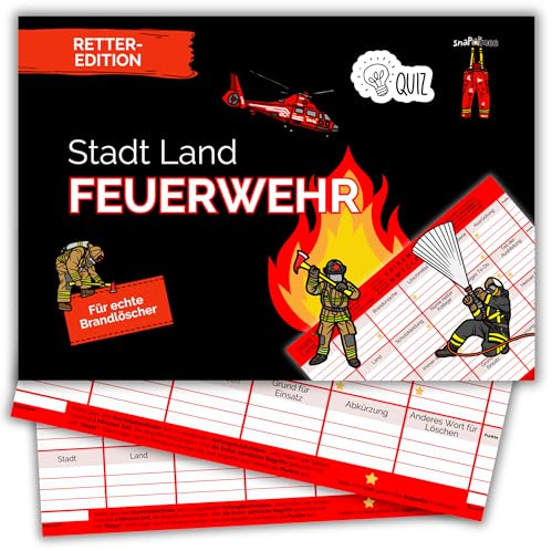 Stadt Land Feuerwehr by snaPmee - Geschenk für Feuerwehrmann & Feuerwehrfrau - Quiz Spiel mit 50 Blatt Din-A4