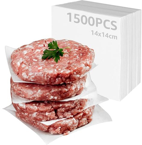 CYEER 1500 Stück Papier 14x14CM für Burgerpresse, Antihaftpapier für Cheeseburger und Hamburger Patties, Pergamentpapier
