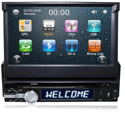 JINFOLI Reproductor de DVD y GPS for coche, 1 DIN, 7 pulgadas, radio universal for coche de 7 pulgadas, reproductor multimedia MP5 con WiFi y Bluetooth, Mirror Link Sistema estéreo de audio para autom