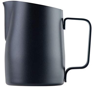 Pichet à lait en acier inoxydable avec ouverture pointue oblique pour latte art et cappuccino - Pot à lait fantaisie avec pot à sauce - Noir - 450 ml