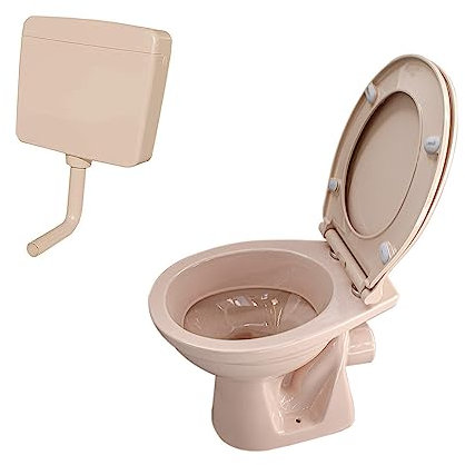 BELVIT Stand-WC Tiefspüler, Tiefspültechnik, Abgang Wand waagerecht, 39x35x49,5 cm, Sanitärkeramik, Bahama Beige, bodenstehend, Softclose-Deckel, Spülkasten CE EN 14055 CL1 DIN zertifiziert