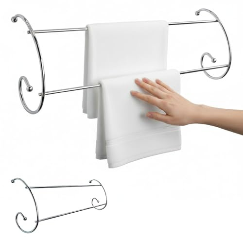 DUAYRA 2 Bar Chrome Radiator Airer | Heavy Duty Durable Clothes Dryer | Radiator Mounted Anti Slip Feet | Strong Laundry Washing Line Towel Rails Silver | Lightweight Portable Space Saving Design (2)