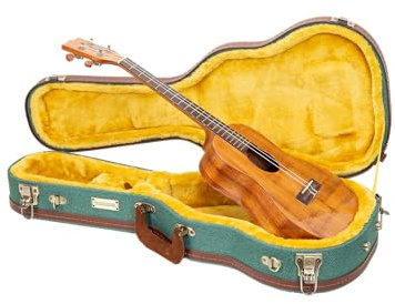 Crossrock Master Series Tenor Ukulele Case for 27'' Large Body | Malachite Blue Eco Tweed Fabric, Re-Engineered Shell, Backpack Straps & Leather Handle (CRW720TUMB)